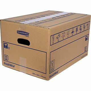 स्मूथमोव हेवी ड्यूटी डबल वॉल कार्डबोर्ड बॉक्स हैंडल के साथ, 10 पैक
