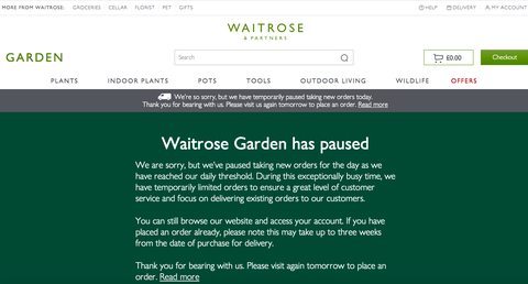 Waitrose Garden वेबसाइट को रोक दिया गया है